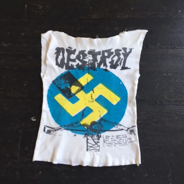 Punk In The East Destroy Pillowcase T Shirt Yellow On Blue