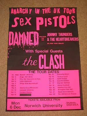 Sex Pistols tour poster for banned UEA gig, 1976